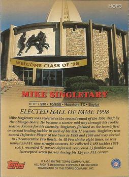 1998 Topps - Hall of Fame Class of 1998 #HOF3 Mike Singletary Back