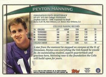 1998 Topps Season Opener #1 Peyton Manning Back