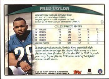 1998 Topps Season Opener #9 Fred Taylor Back