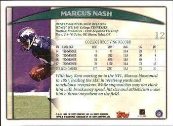 1998 Topps Season Opener #12 Marcus Nash Back