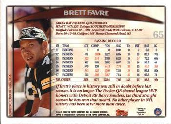 1998 Topps Season Opener #65 Brett Favre Back