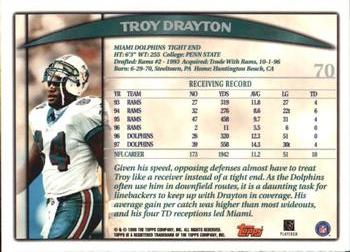 1998 Topps Season Opener #70 Troy Drayton Back