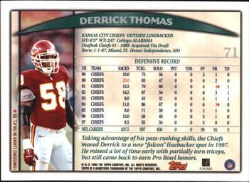 1998 Topps Season Opener #71 Derrick Thomas Back