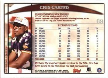 1998 Topps Season Opener #89 Cris Carter Back