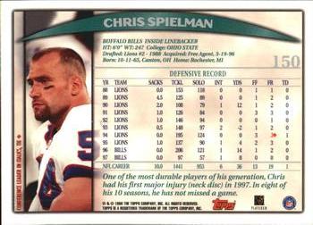 1998 Topps Season Opener #150 Chris Spielman Back