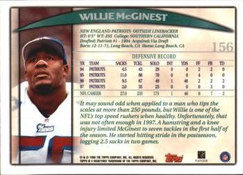 1998 Topps Season Opener #156 Willie McGinest Back