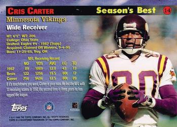 1998 Topps - Season's Best #14 Cris Carter Back