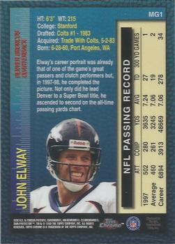 1998 Topps Chrome - Measures of Greatness #MG1 John Elway Back