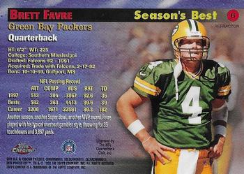 1998 Topps Chrome - Season's Best Refractors #6 Brett Favre Back