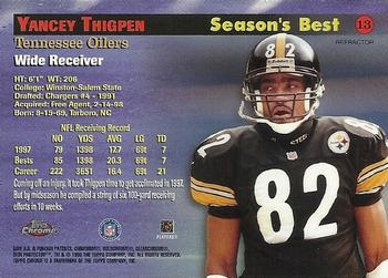 1998 Topps Chrome - Season's Best Refractors #13 Yancey Thigpen Back