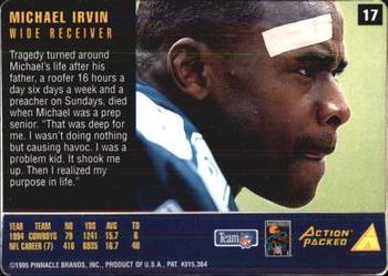 1995 Action Packed Rookies & Stars #17 Michael Irvin Back