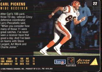 1995 Action Packed Rookies & Stars #22 Carl Pickens Back