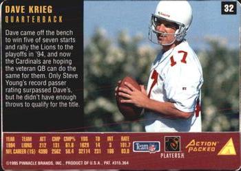 1995 Action Packed Rookies & Stars #32 Dave Krieg Back