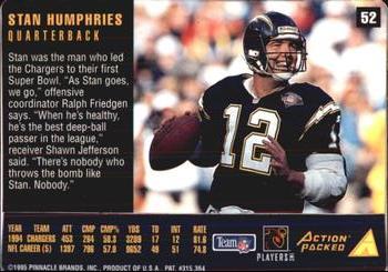 1995 Action Packed Rookies & Stars #52 Stan Humphries Back