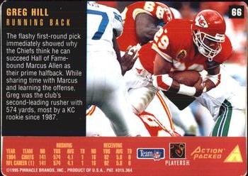 1995 Action Packed Rookies & Stars #66 Greg Hill Back