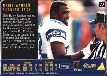 1995 Action Packed Rookies & Stars #77 Chris Warren Back