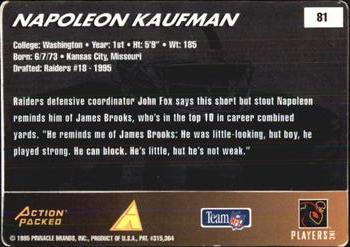 1995 Action Packed Rookies & Stars #81 Napoleon Kaufman Back