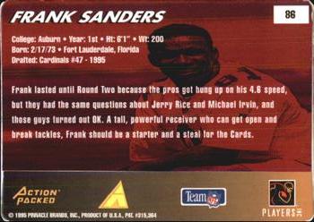 1995 Action Packed Rookies & Stars #86 Frank Sanders Back