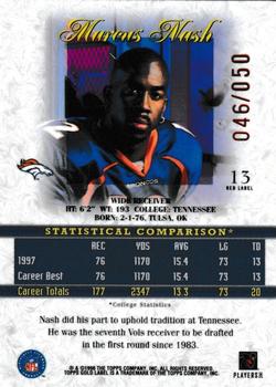 1998 Topps Gold Label - Class 2 Red Label #13 Marcus Nash Back