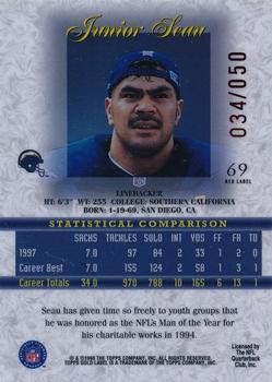 1998 Topps Gold Label - Class 2 Red Label #69 Junior Seau Back