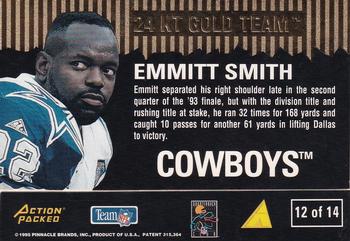1995 Action Packed Rookies & Stars - 24K Gold #12 Emmitt Smith Back