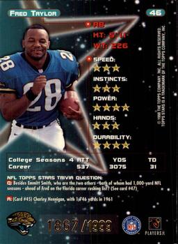 1998 Topps Stars - Gold Star #46 Fred Taylor Back