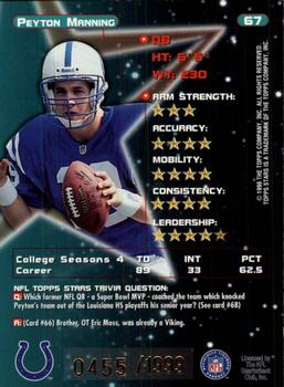 1998 Topps Stars - Gold Star #67 Peyton Manning Back