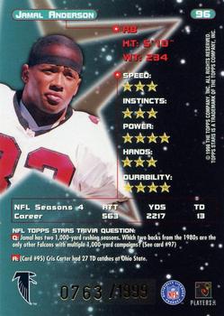 1998 Topps Stars - Gold Star #96 Jamal Anderson Back