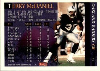 1995 Bowman #49 Terry McDaniel Back