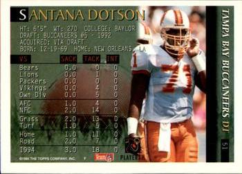 1995 Bowman #51 Santana Dotson Back