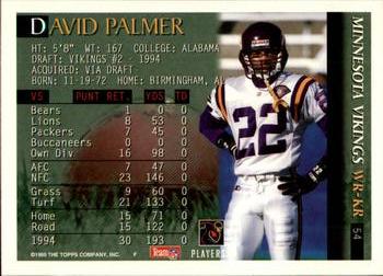1995 Bowman #54 David Palmer Back