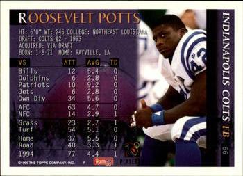 1995 Bowman #66 Roosevelt Potts Back