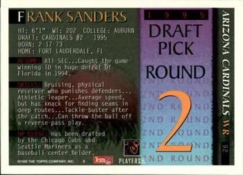 1995 Bowman #92 Frank Sanders Back