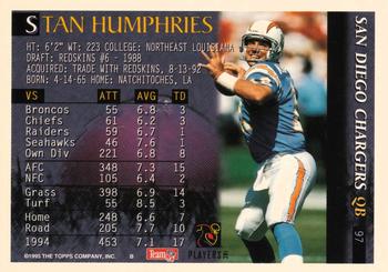 1995 Bowman #97 Stan Humphries Back