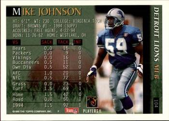 1995 Bowman #104 Mike Johnson Back