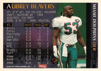 1995 Bowman #111 Aubrey Beavers Back