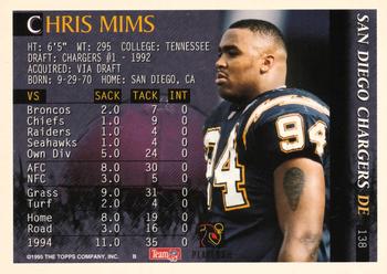 1995 Bowman #138 Chris Mims Back