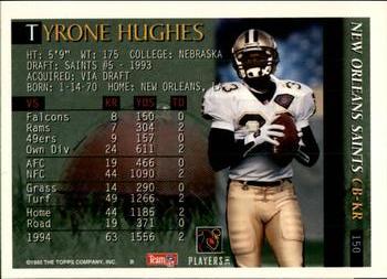 1995 Bowman #150 Tyrone Hughes Back