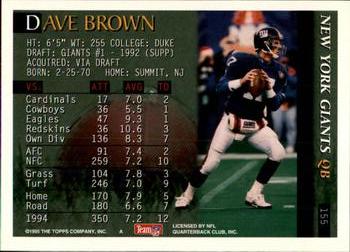 1995 Bowman #155 Dave Brown Back