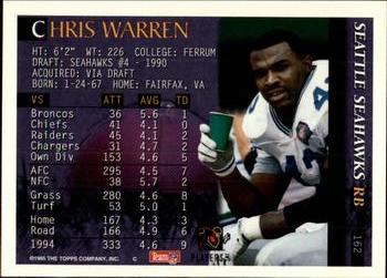 1995 Bowman #162 Chris Warren Back
