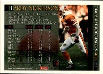 1995 Bowman #203 Hardy Nickerson Back