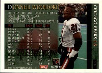 1995 Bowman #210 Donnell Woolford Back
