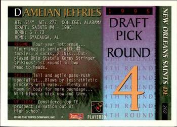 1995 Bowman #262 Dameian Jeffries Back