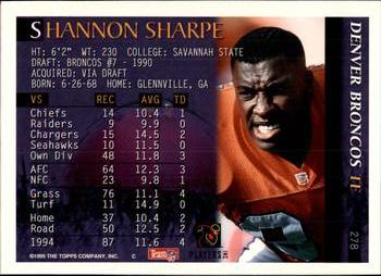 1995 Bowman #278 Shannon Sharpe Back