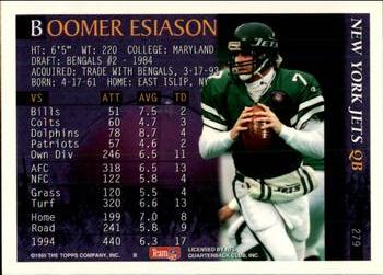 1995 Bowman #279 Boomer Esiason Back