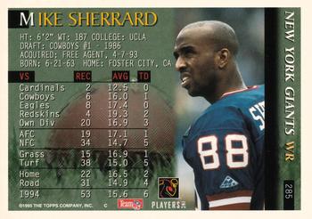 1995 Bowman #285 Mike Sherrard Back