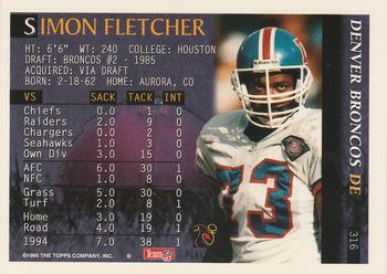 1995 Bowman #316 Simon Fletcher Back