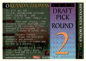 1995 Bowman #319 Orlando Thomas Back