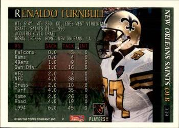 1995 Bowman #339 Renaldo Turnbull Back
