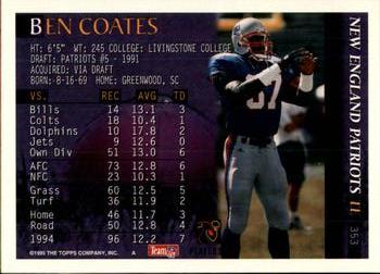 1995 Bowman #353 Ben Coates Back